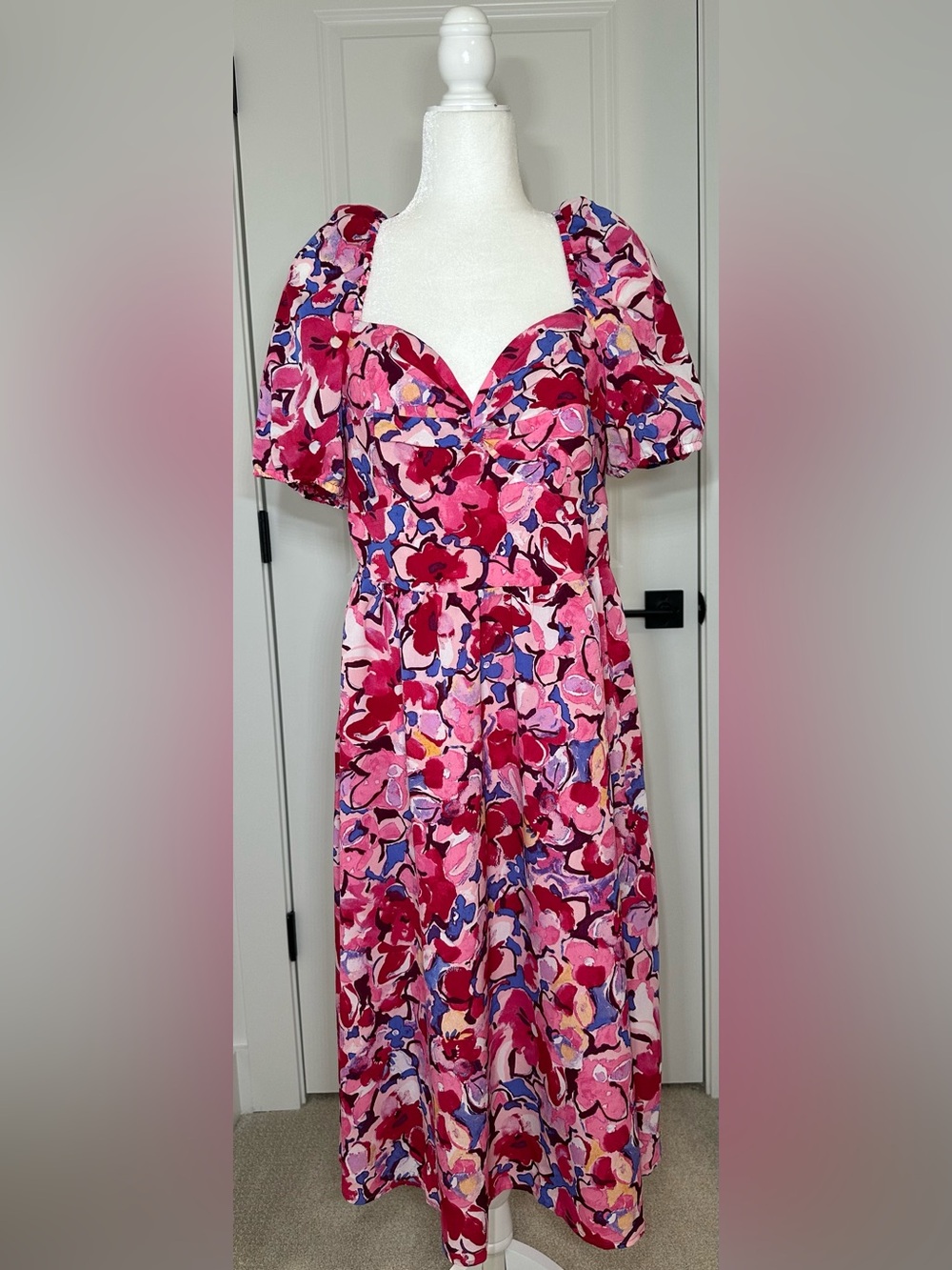 Floral Sweetheart Pink Midi Dress